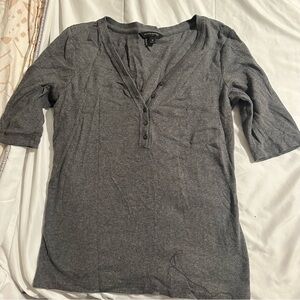 Banana Republic Charcoal Button-Down Women's Shirt (3/4 Sleeve)